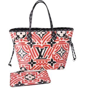 Louis Vuitton Neverfull MM LV Crafty Tote Bag Creme Rouge Giant Monogram